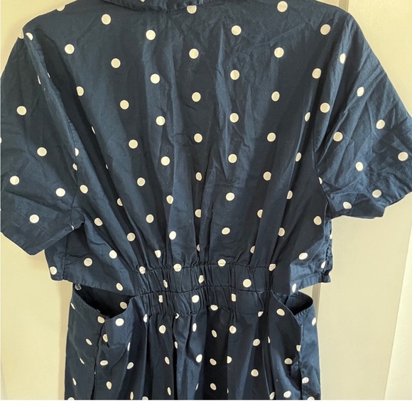 Old Navy Womens Size Medium Blue White Stripe Cutout Midi Button Shirt Dress NWT - Picture 7 of 10